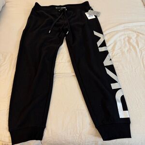 NEW NWT DKNY Sport Women's Joggers Sweatpants Logo Size XL Black